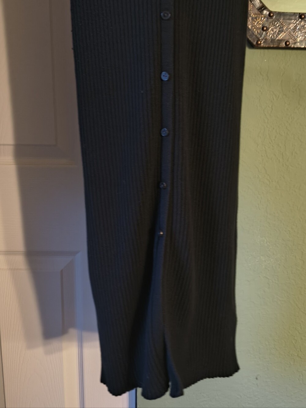 Calvin Klein Jeans Black Ribbed Button Front Bodycon Midi Dress Size M - Picture 6 of 11